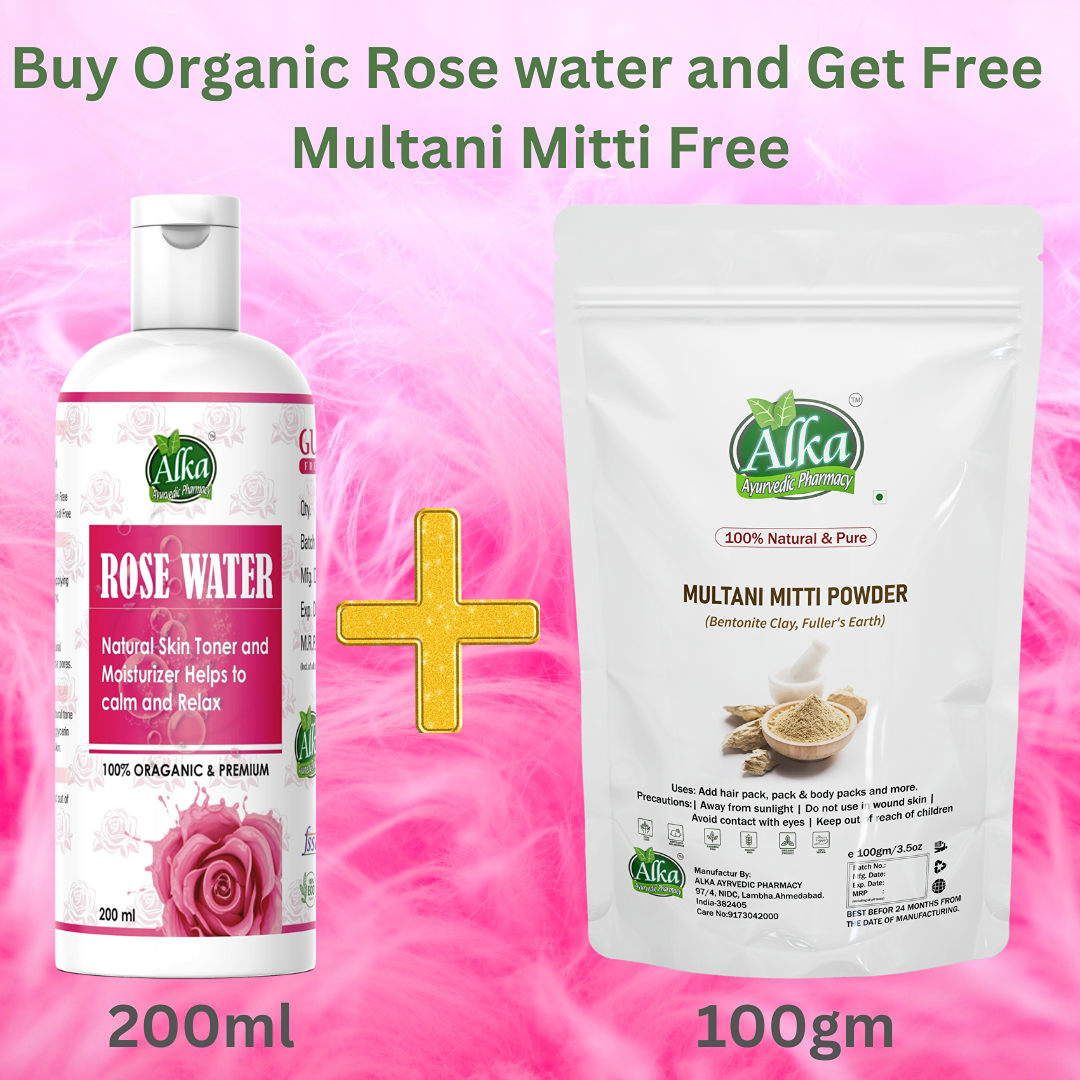  Organic & Natural Premium Rose Water/Skin Toner (Gulab Jal)+Multani Mitti Free